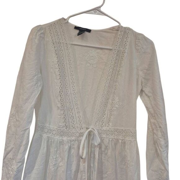 Forever 21 Women's White Cotton Embroidered Open Front Dress Cardigan Robe NEW s - Picture 2 of 10